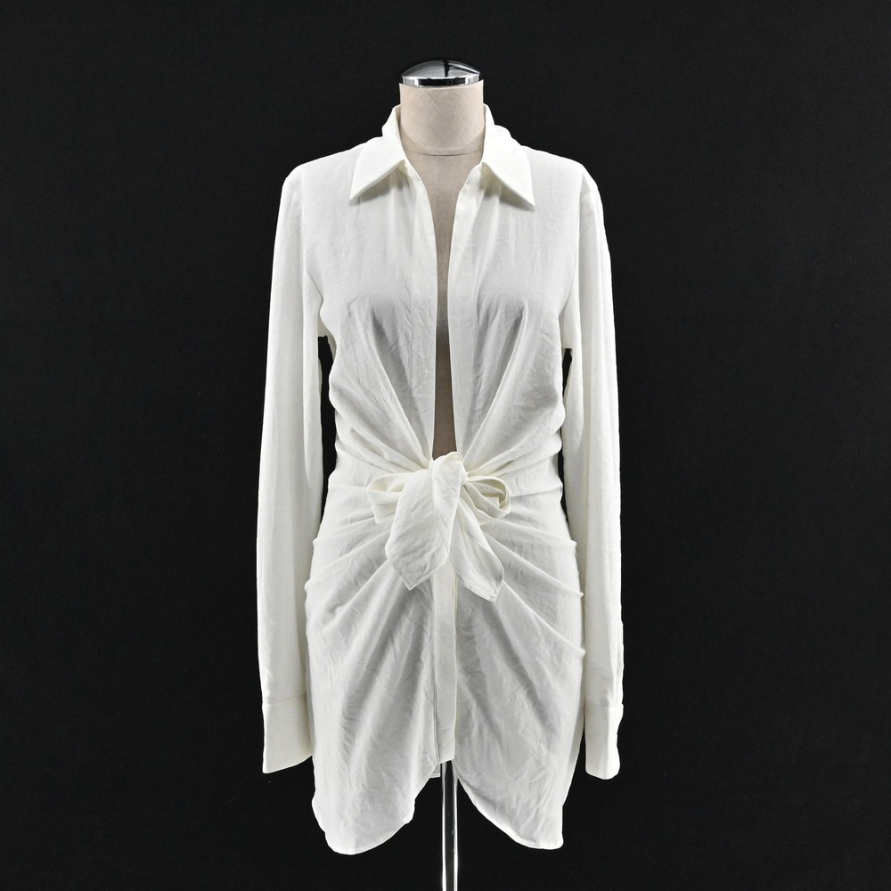 Choosy Crosby‎ Street Long Sleeve Shirt Dress Size 2 White Tie Front Collared